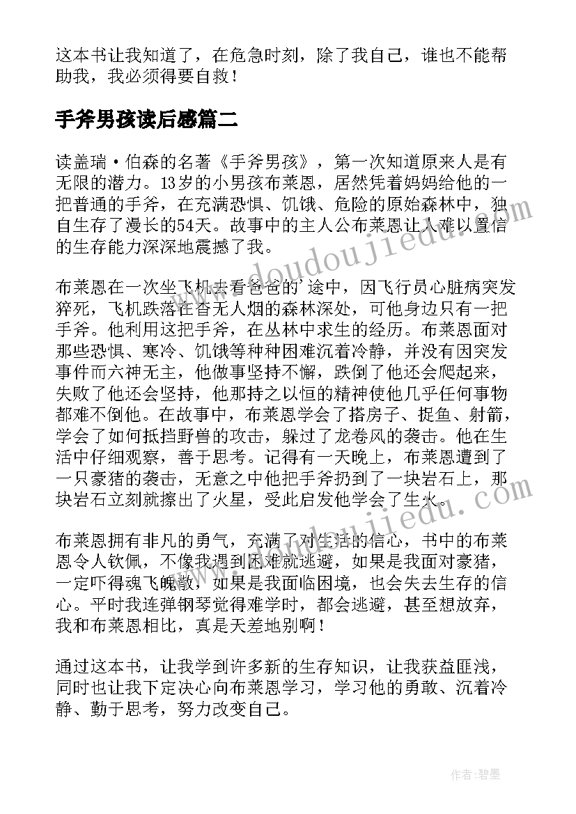 2023年手斧男孩读后感(精选8篇)