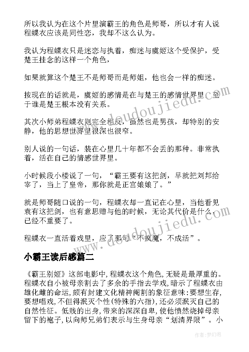 2023年小霸王读后感(汇总5篇)