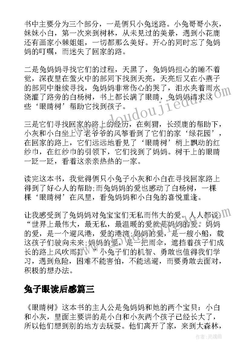 2023年兔子眼读后感 眼睛树读后感(模板9篇)