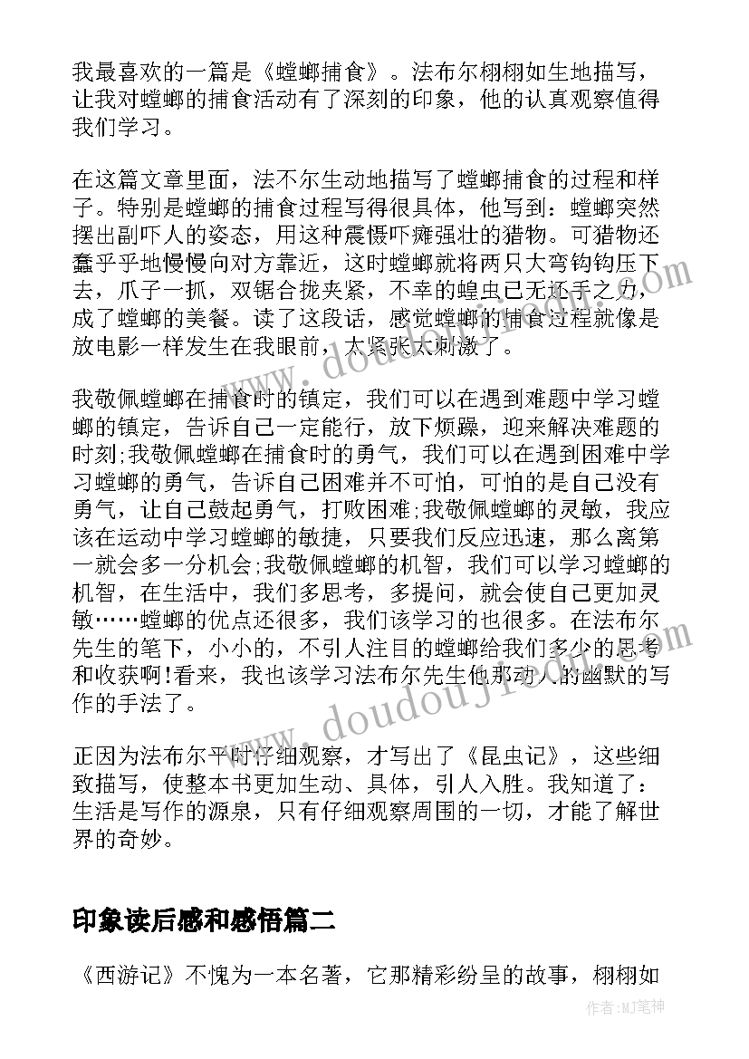 最新印象读后感和感悟(精选5篇)