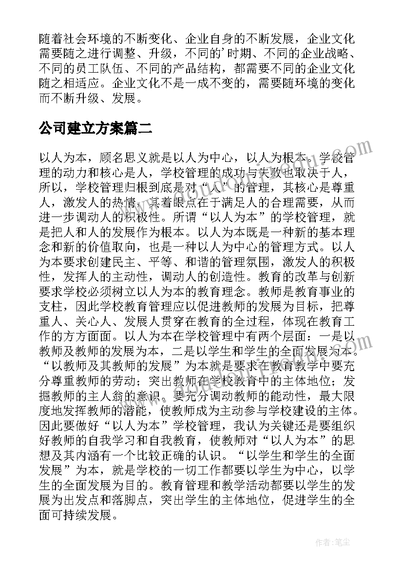 2023年公司建立方案(精选5篇)