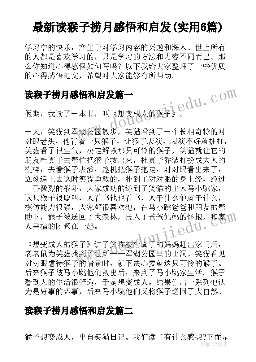 最新读猴子捞月感悟和启发(实用6篇)