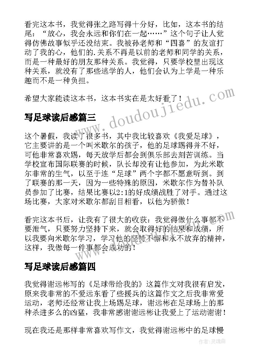 写足球读后感 足球带给我的读后感(优质5篇)