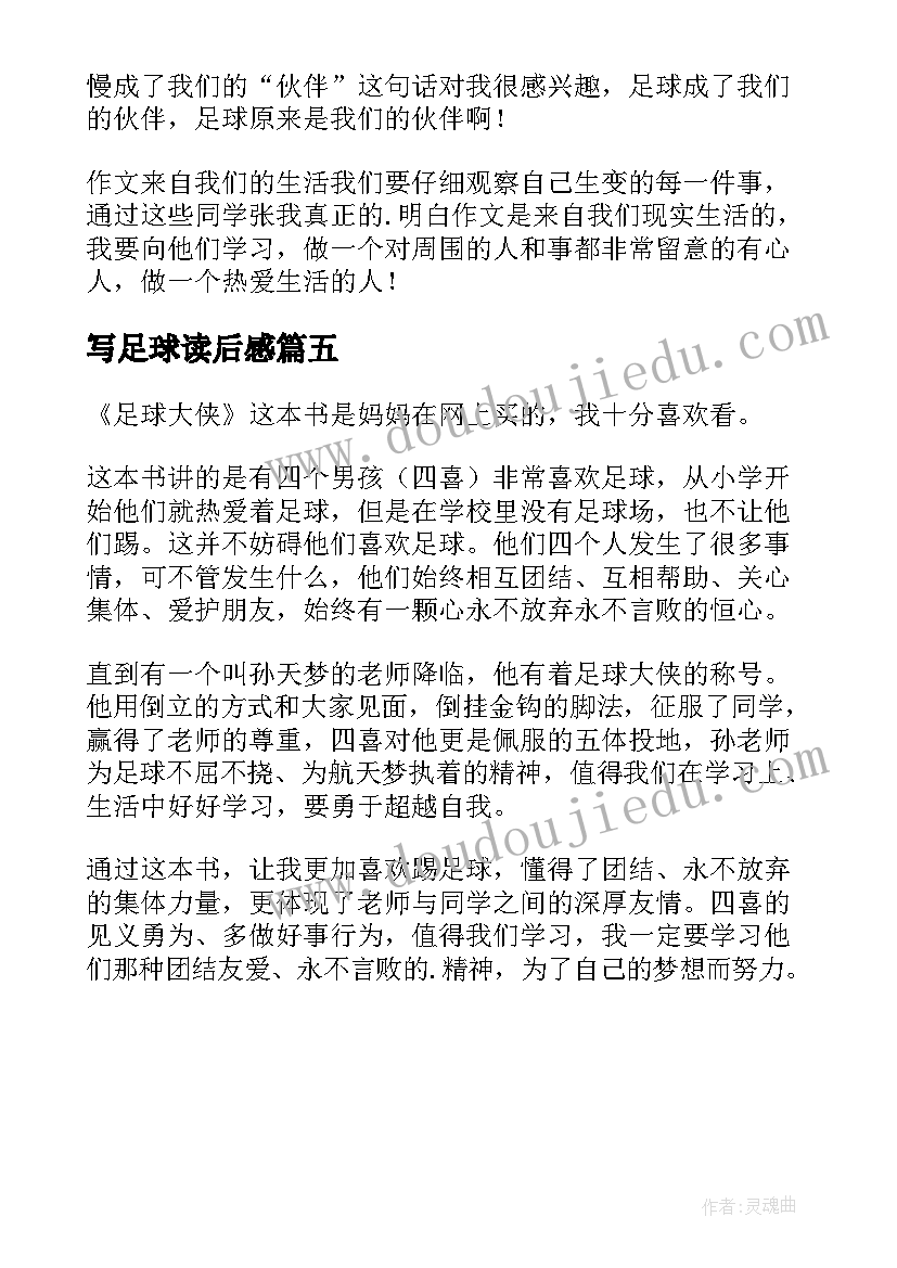 写足球读后感 足球带给我的读后感(优质5篇)