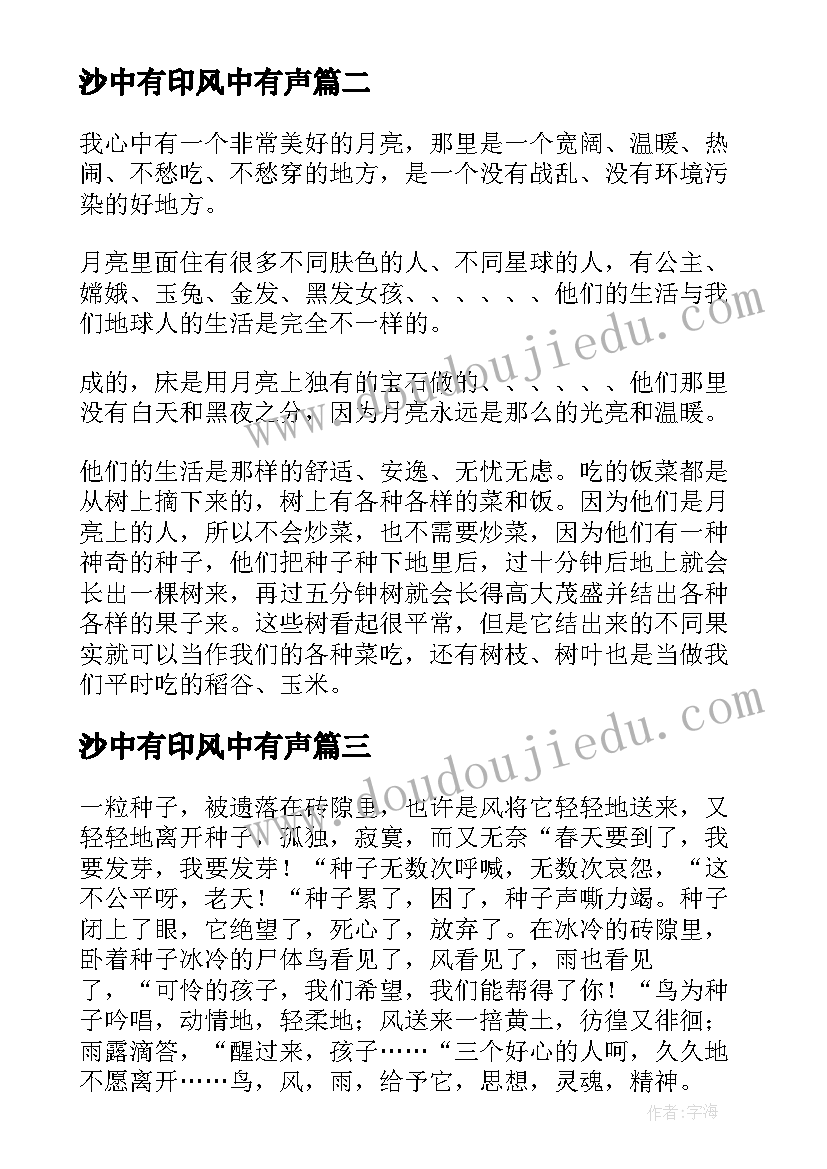 2023年沙中有印风中有声 心中有个永恒的信心读后感(精选5篇)