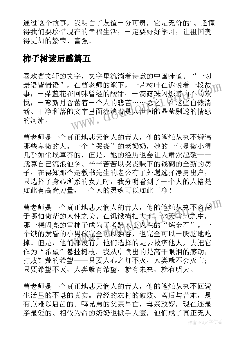 2023年柿子树读后感(优秀5篇)