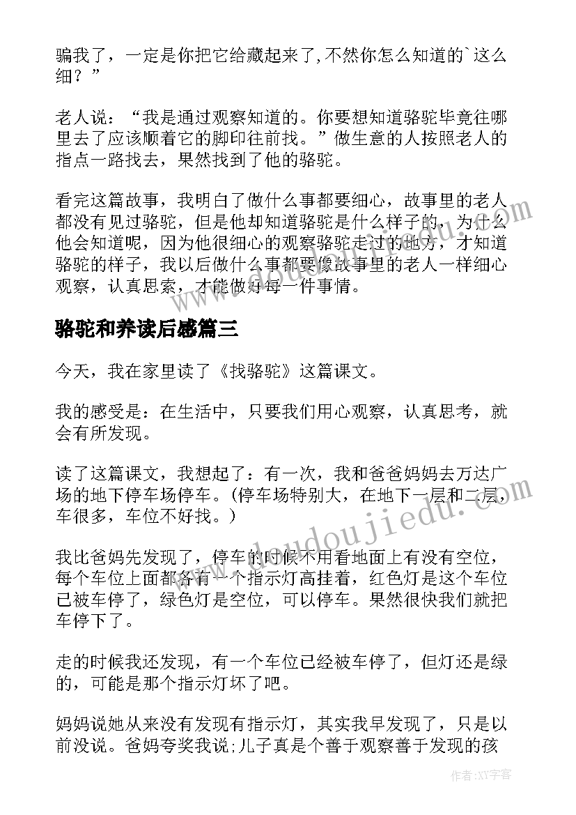 骆驼和养读后感 找骆驼读后感(实用8篇)