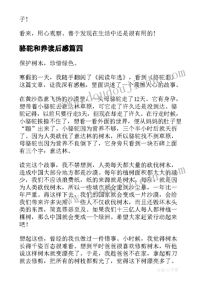 骆驼和养读后感 找骆驼读后感(实用8篇)