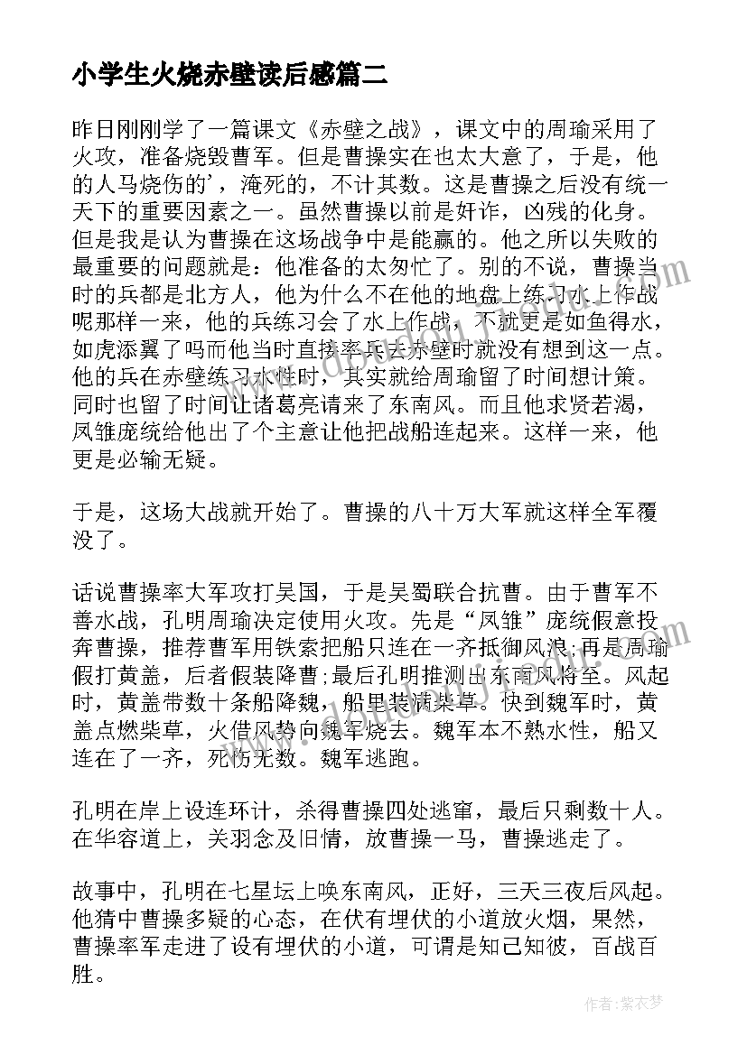 小学生火烧赤壁读后感(实用9篇)