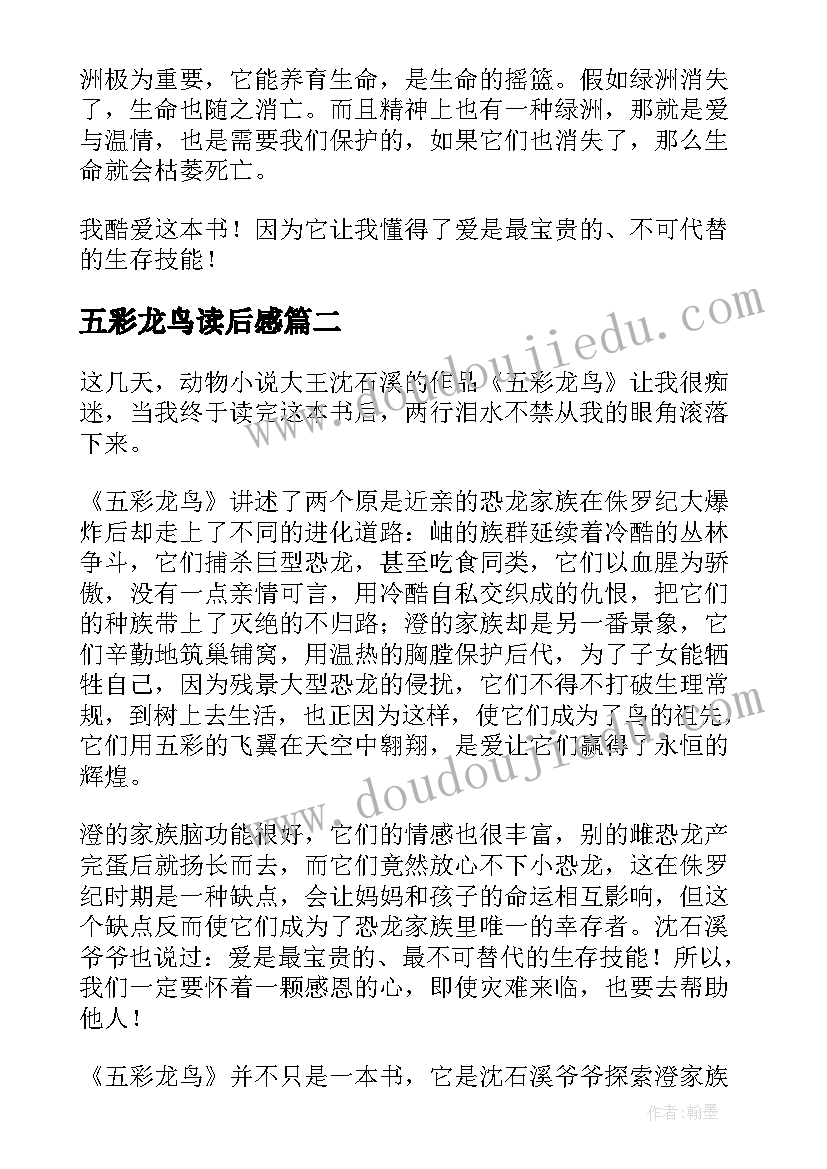 2023年五彩龙鸟读后感(汇总9篇)