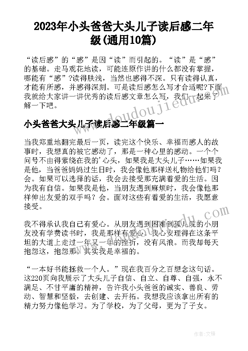 2023年小头爸爸大头儿子读后感二年级(通用10篇)