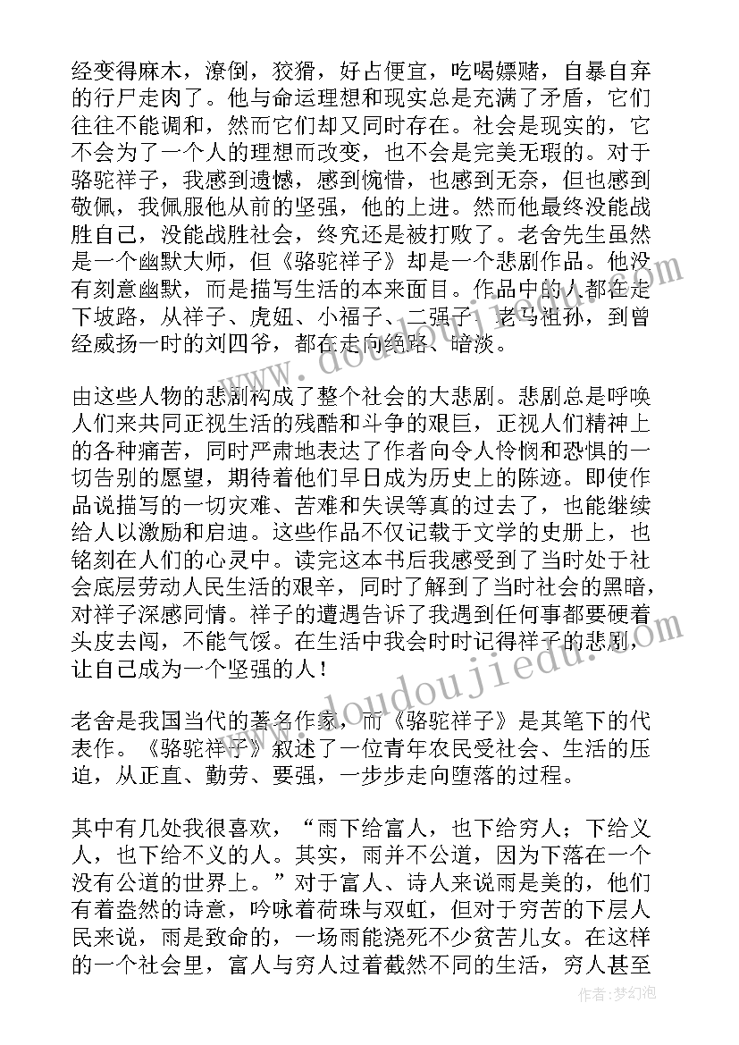 最新骆驼祥子第十章的读后感(实用5篇)