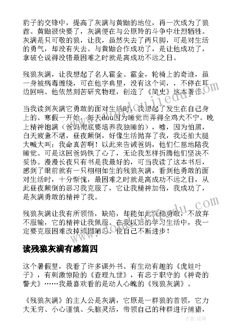 读残狼灰满有感 残狼灰满读后感(模板6篇)