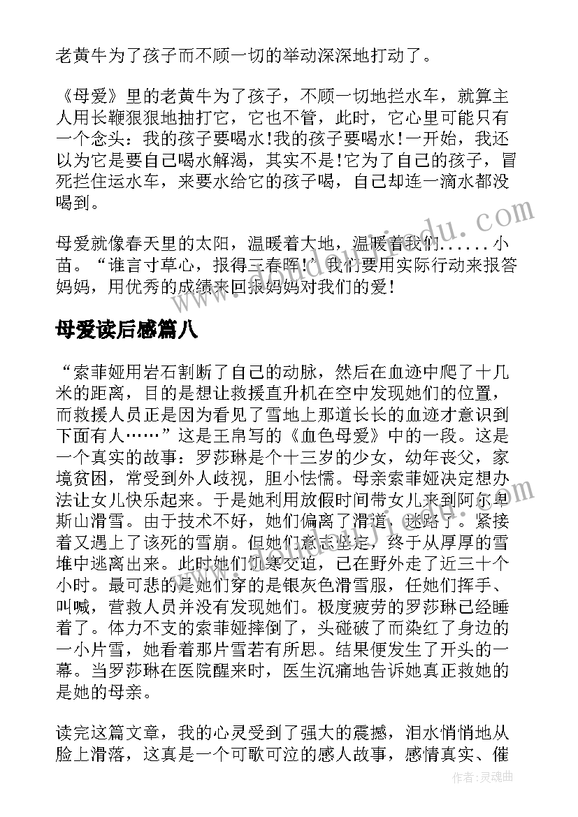 母爱读后感(模板8篇)