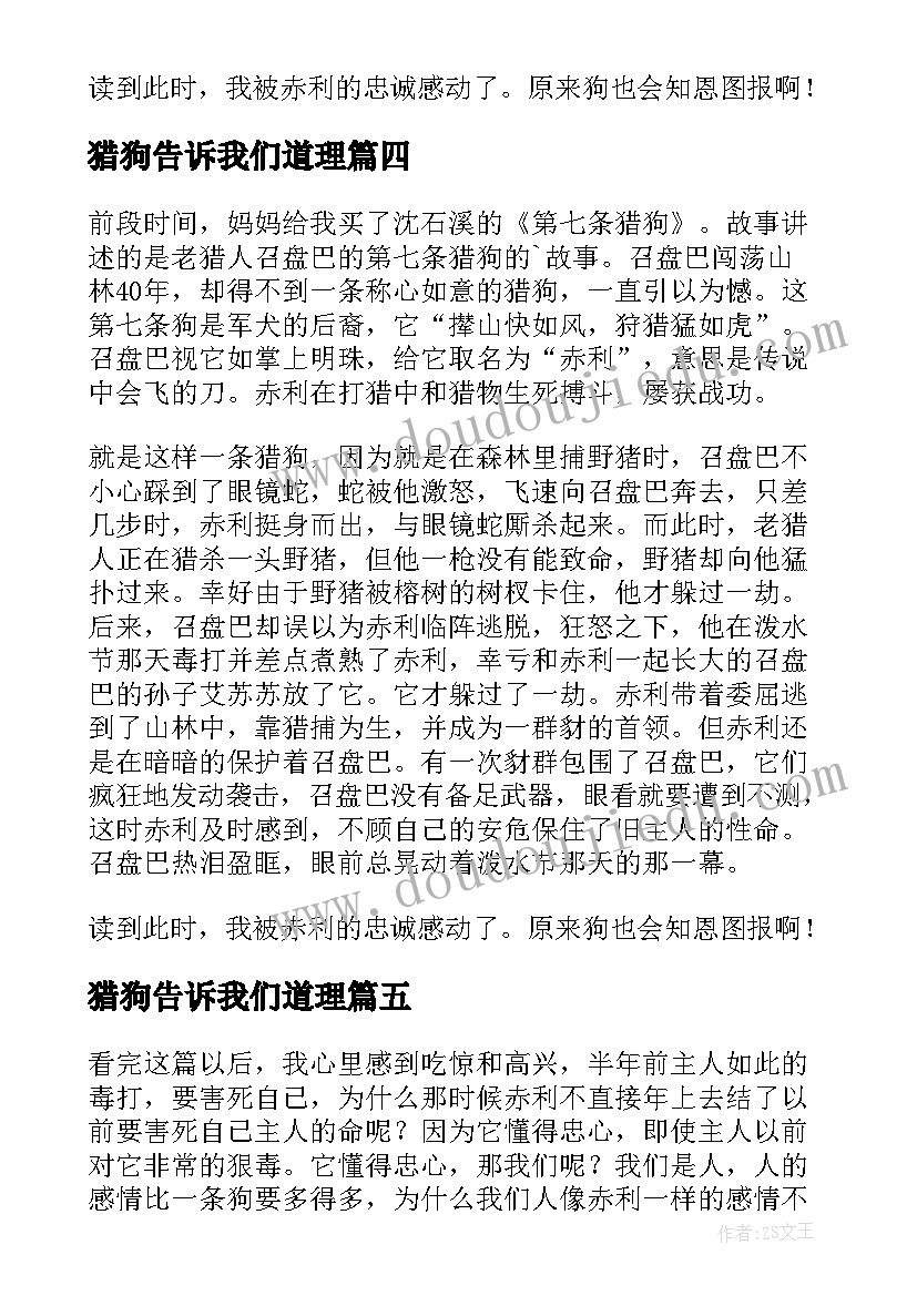 2023年猎狗告诉我们道理 第猎狗读后感(实用6篇)