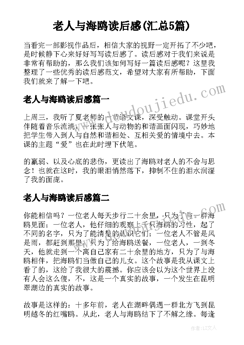 老人与海鸥读后感(汇总5篇)