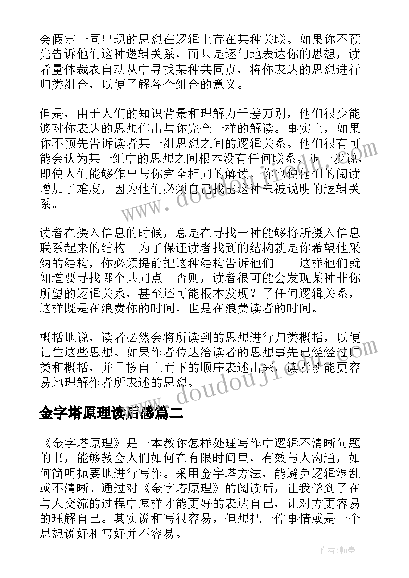 最新金字塔原理读后感(优质8篇)