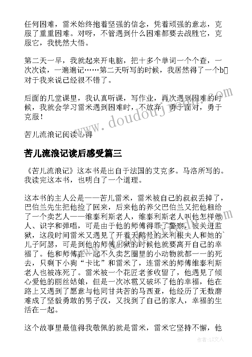 2023年苦儿流浪记读后感受(模板5篇)