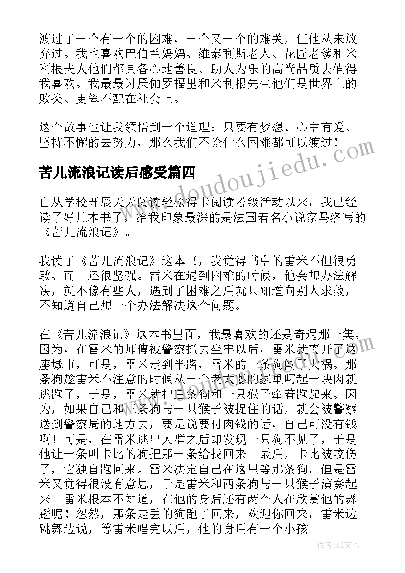 2023年苦儿流浪记读后感受(模板5篇)