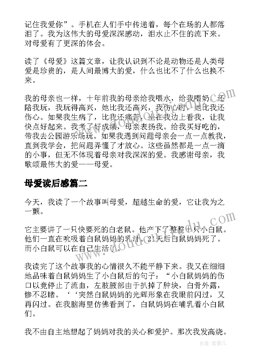 母爱读后感(实用5篇)