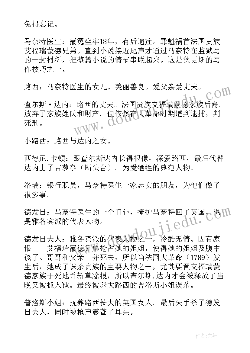 2023年双城记读后感(优质8篇)