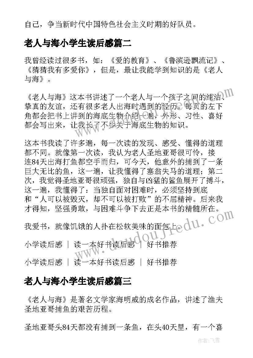 2023年老人与海小学生读后感 小学生老人与海读后感(优秀5篇)