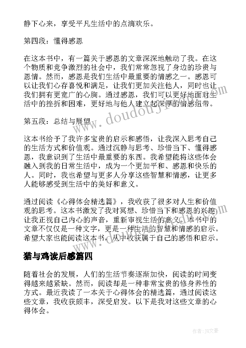 2023年猫与鸡读后感 读后感随写读后感(大全10篇)