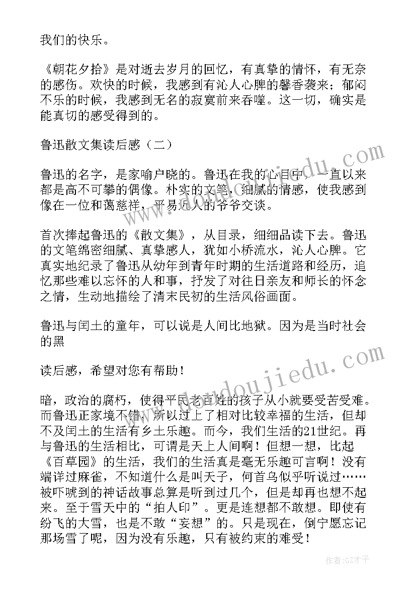 最新鲁迅文集读后感(汇总5篇)