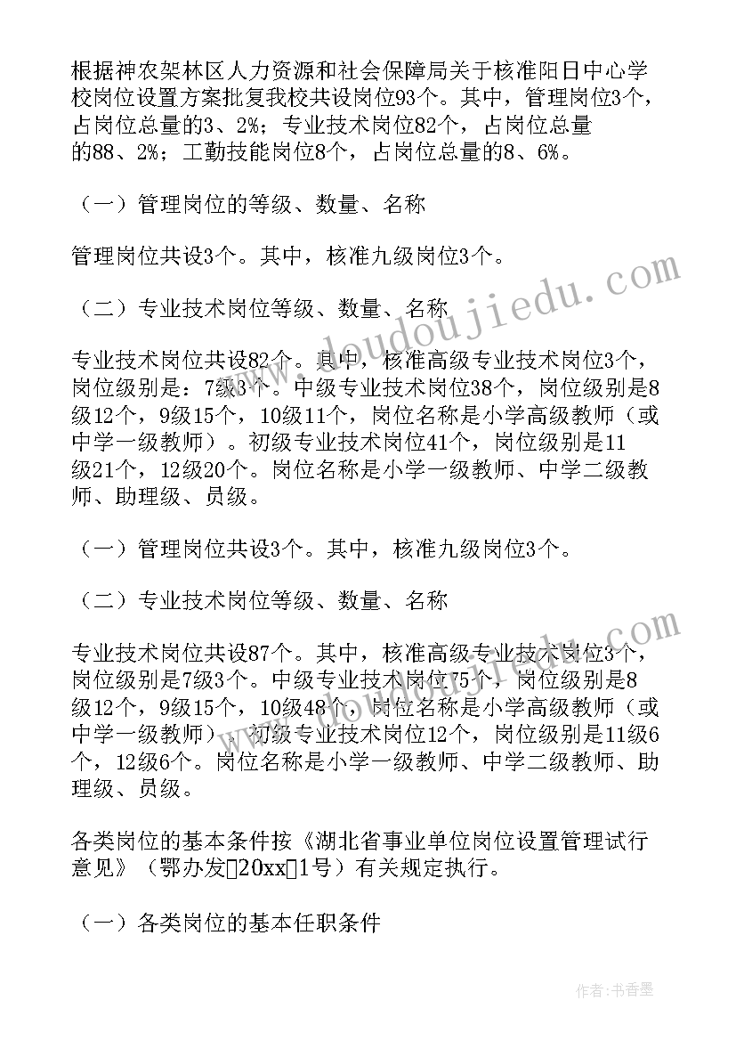 单位岗位设置实施方案(大全5篇)