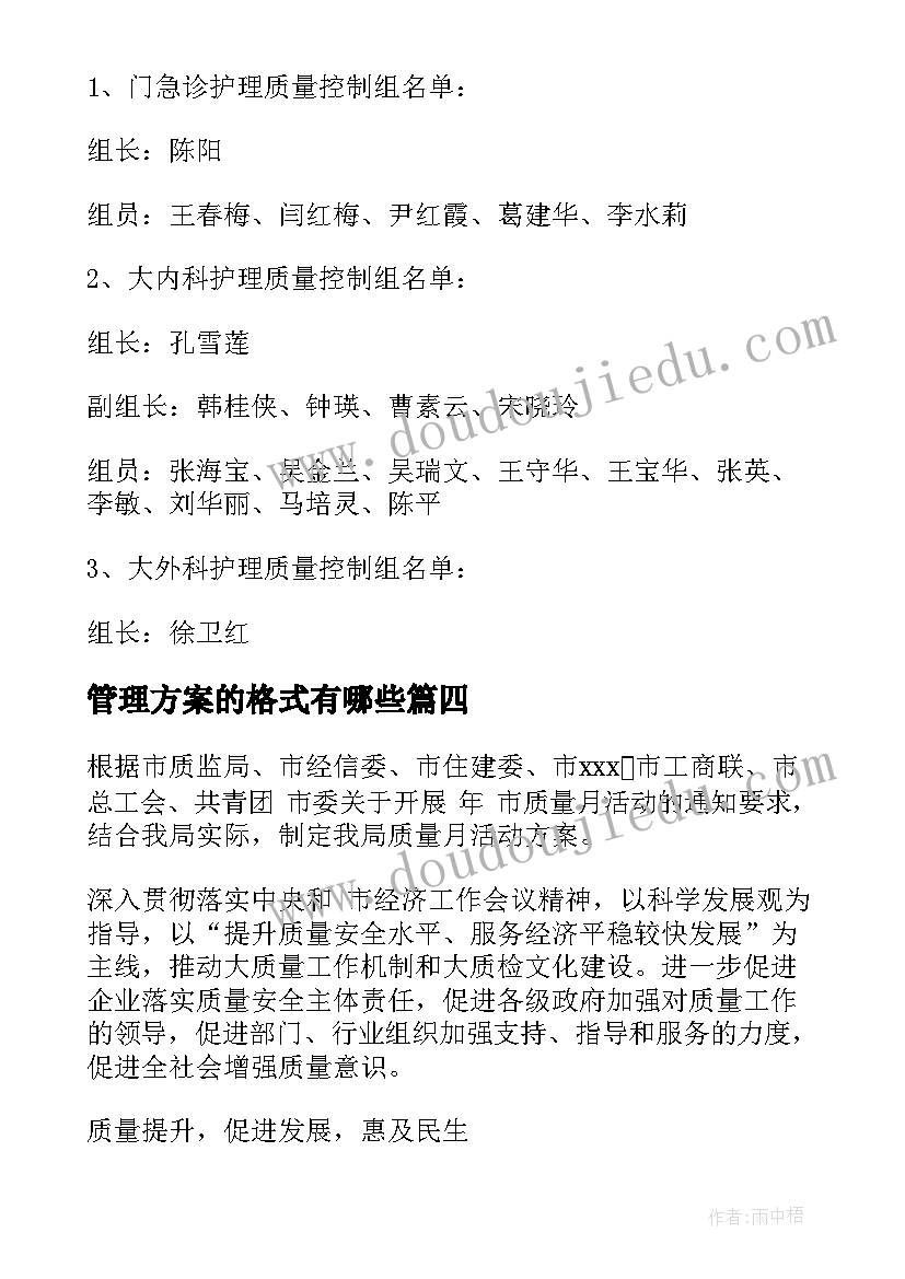 2023年管理方案的格式有哪些(优质5篇)