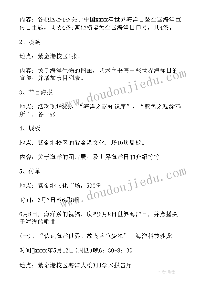 最新海洋展海报 海洋的活动方案(模板5篇)