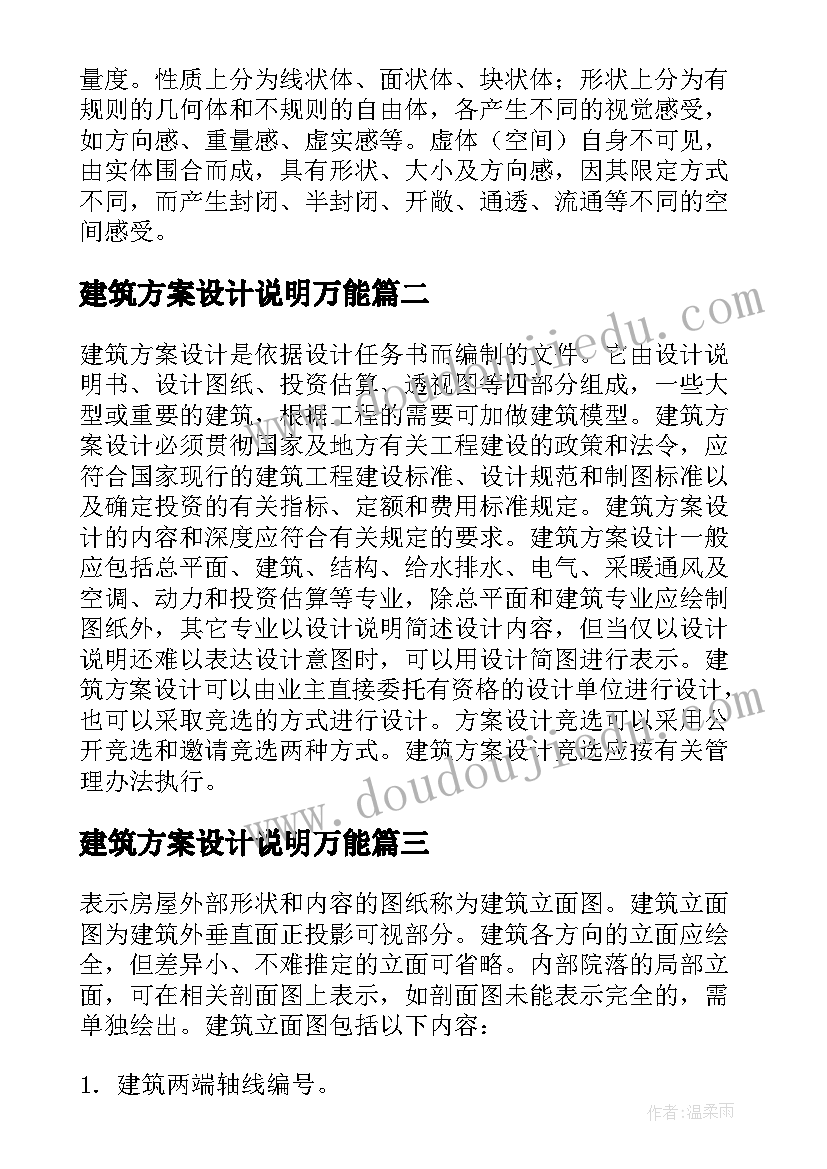 2023年建筑方案设计说明万能 建筑设计指导建筑方案设计(优质5篇)