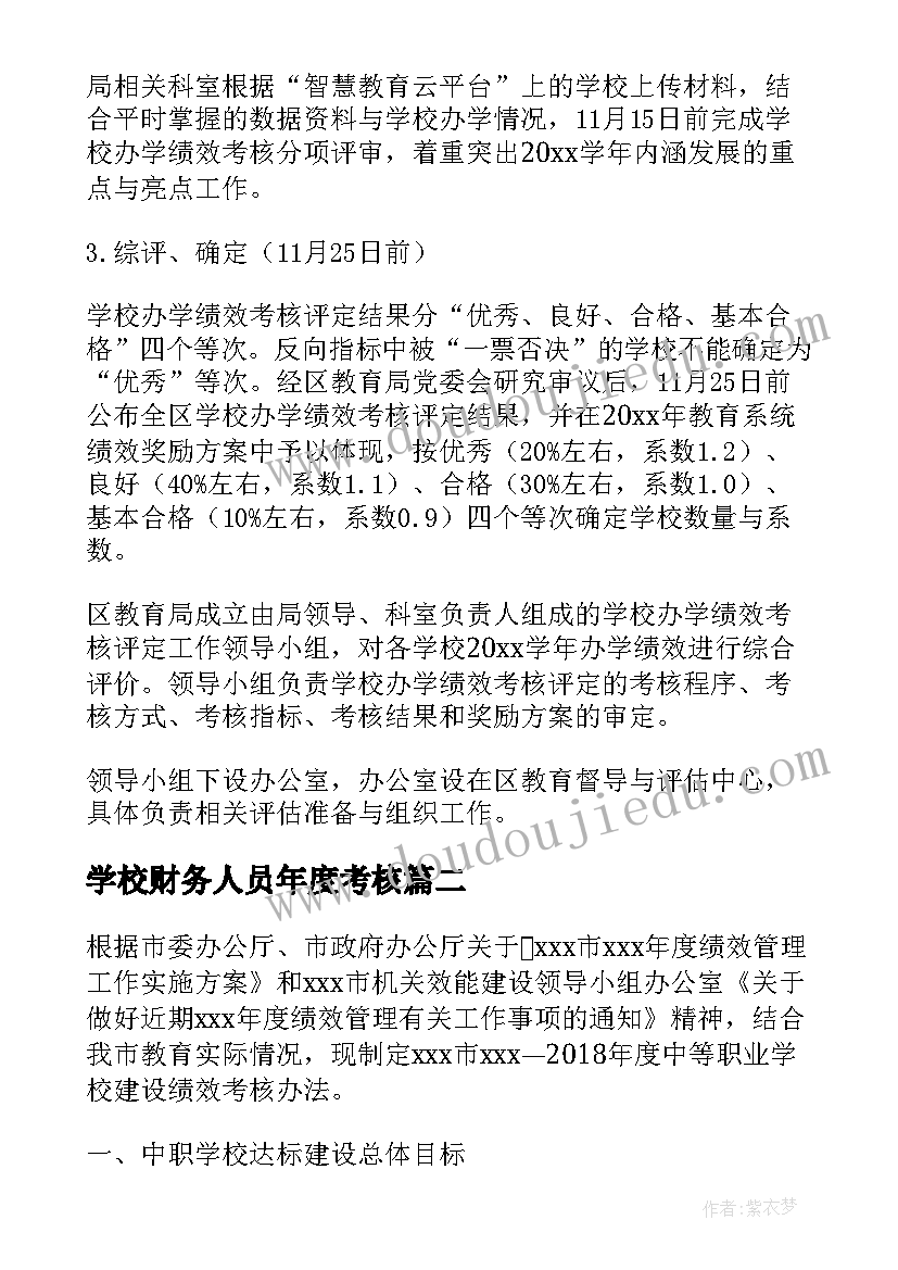 2023年学校财务人员年度考核 学校绩效考核工作方案(通用5篇)