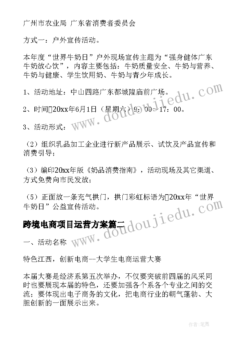 跨境电商项目运营方案(模板5篇)