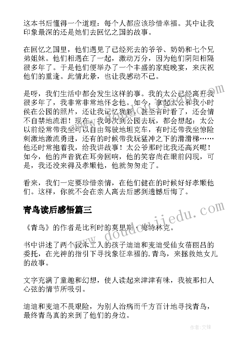 2023年青鸟读后感悟(大全9篇)