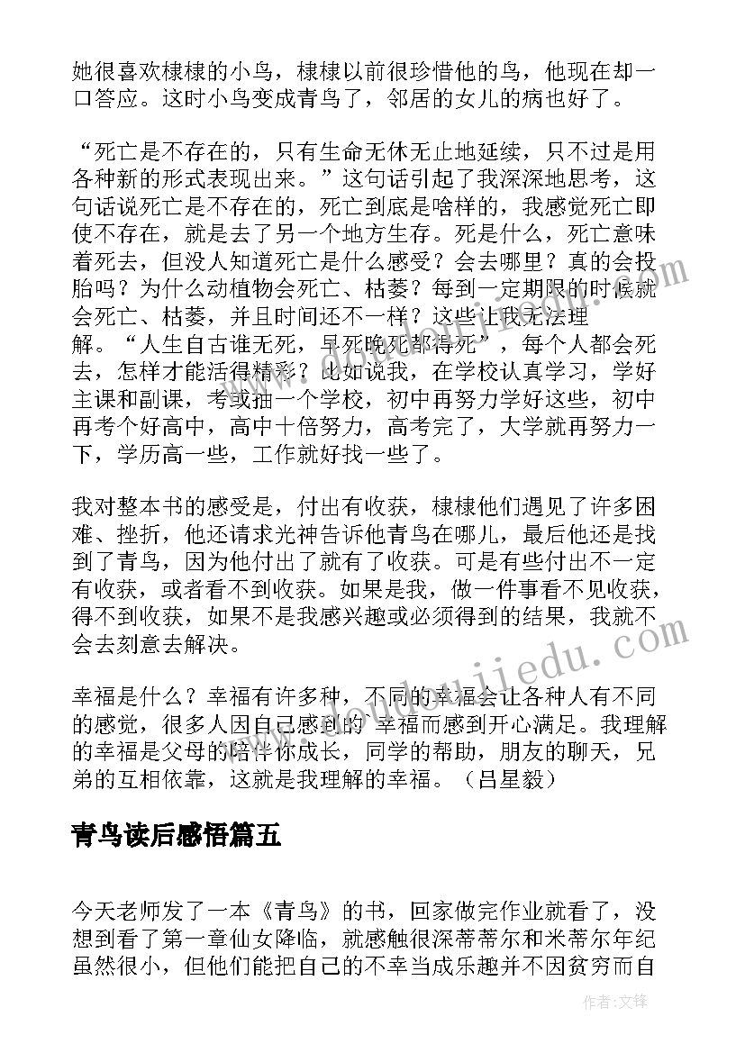 2023年青鸟读后感悟(大全9篇)