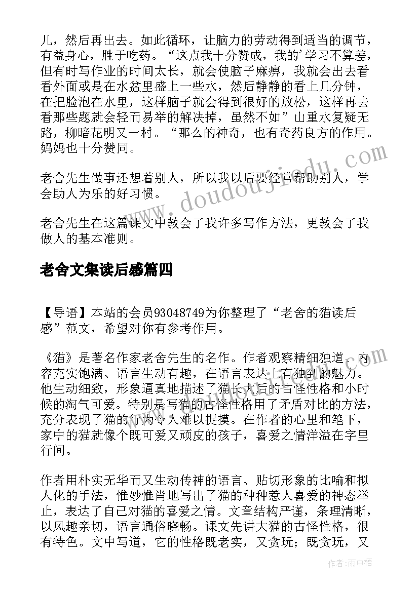 老舍文集读后感(优质7篇)