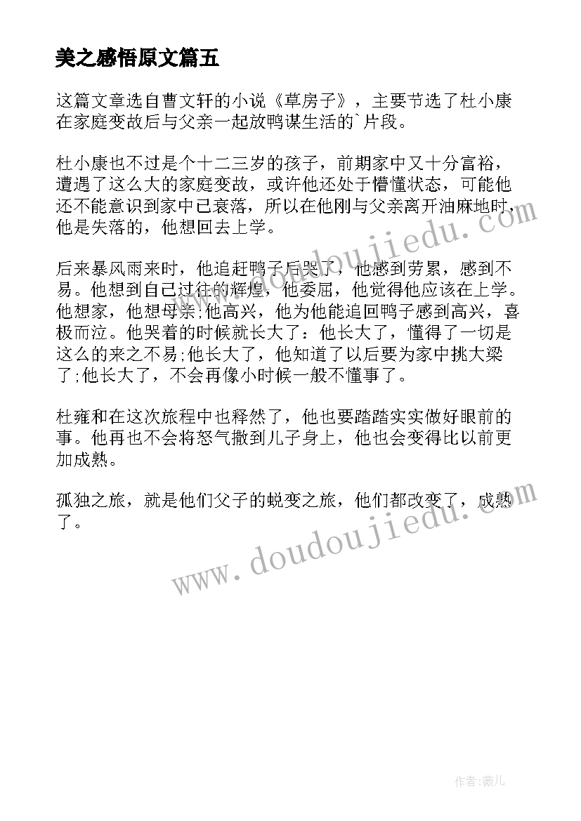 2023年美之感悟原文(优质5篇)