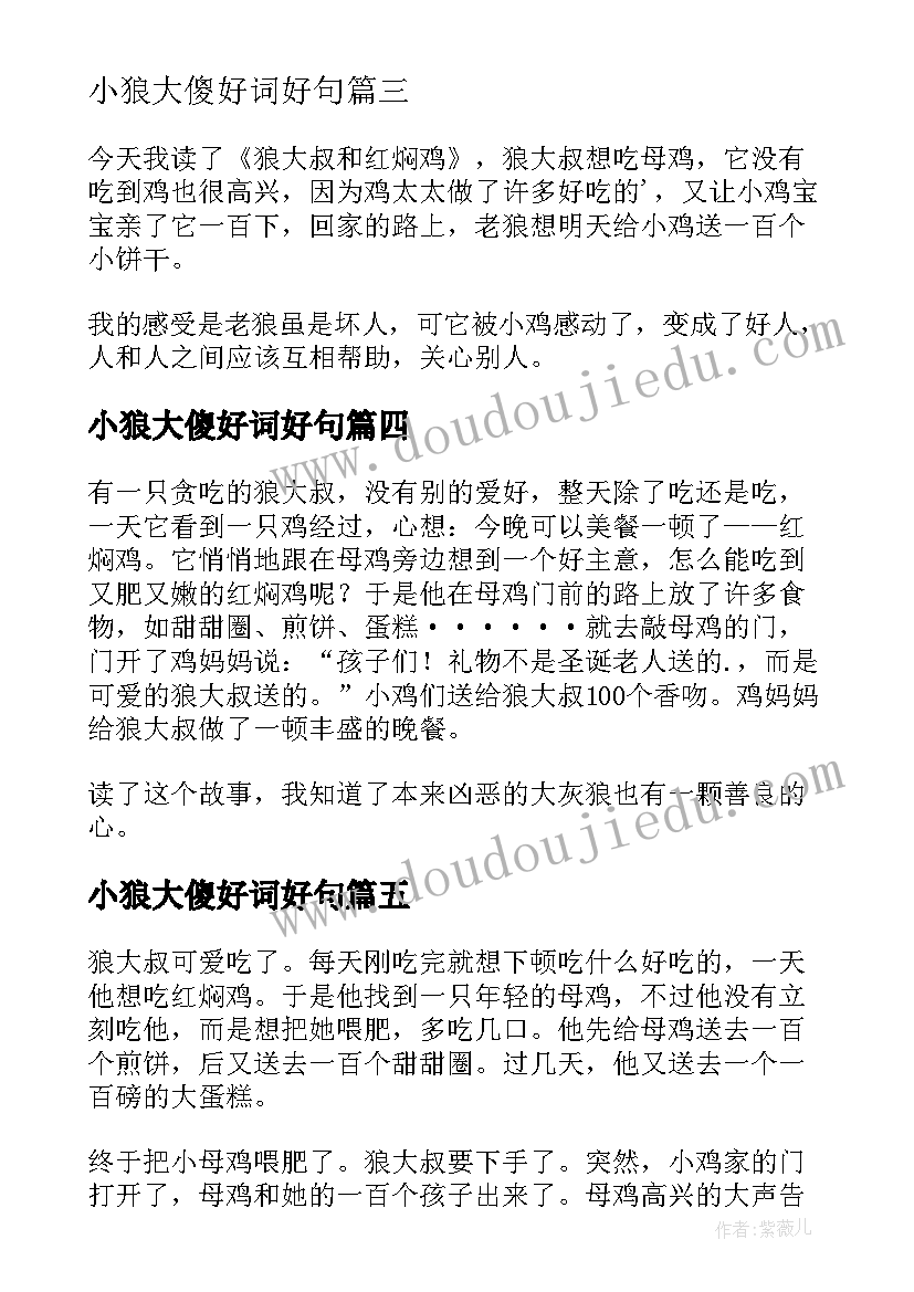 最新小狼大傻好词好句 狼大叔的红焖鸡读后感(精选5篇)