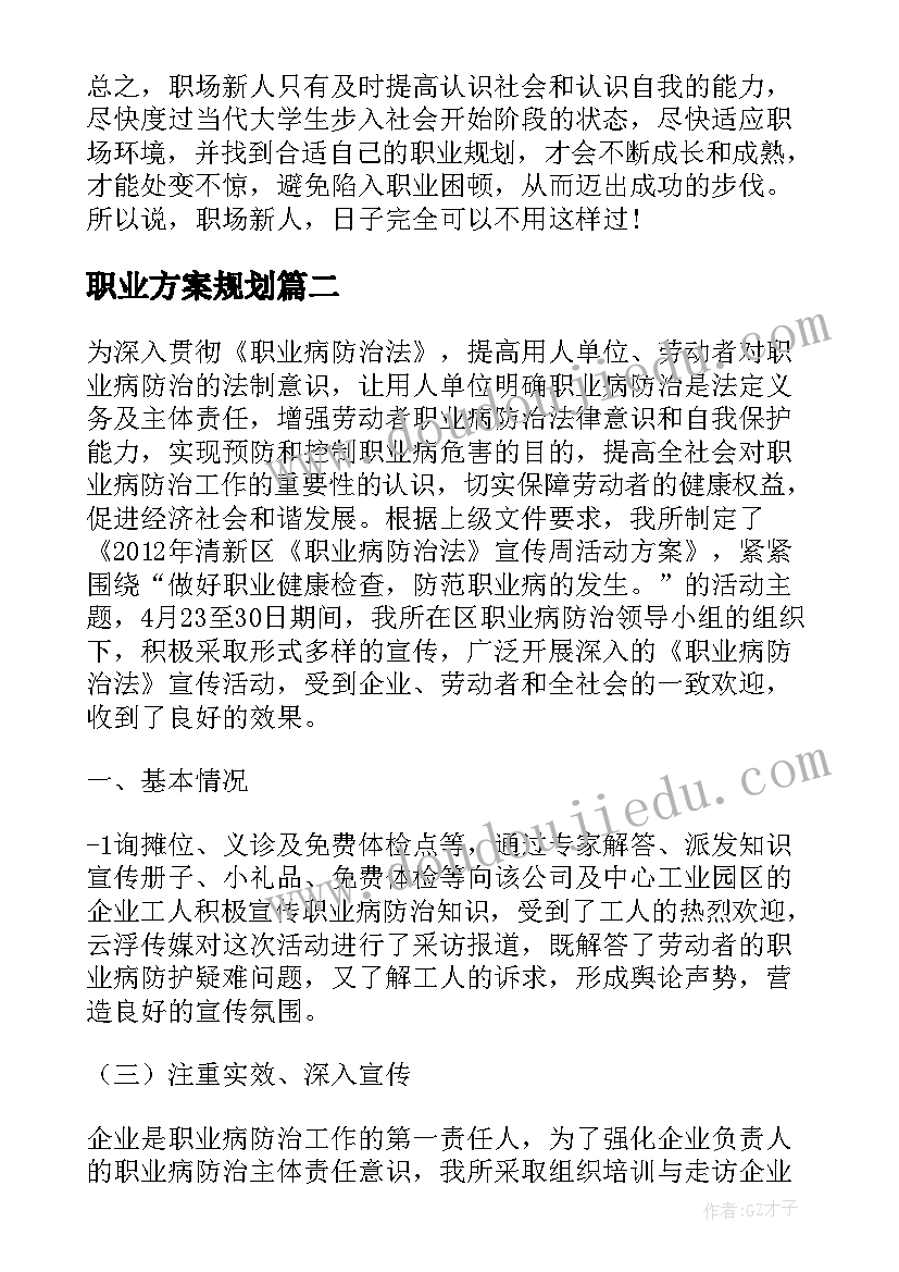 最新职业方案规划 职业生涯实施方案(实用8篇)