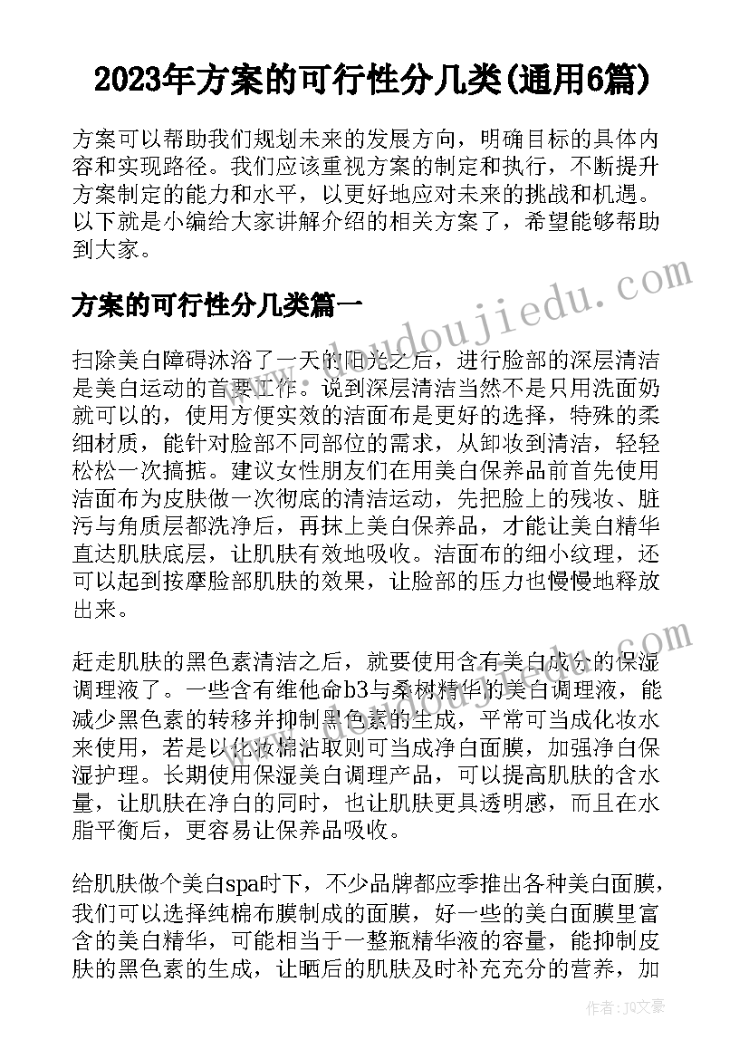 2023年方案的可行性分几类(通用6篇)