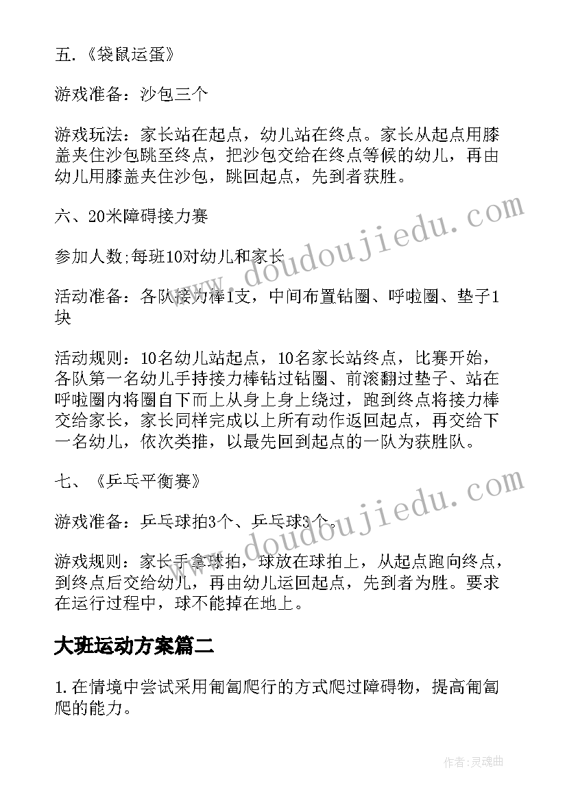 2023年大班运动方案 大班运动会方案(优质10篇)