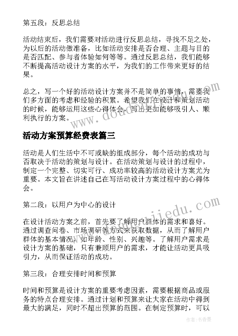 2023年活动方案预算经费表 活动方案公司活动方案(实用5篇)