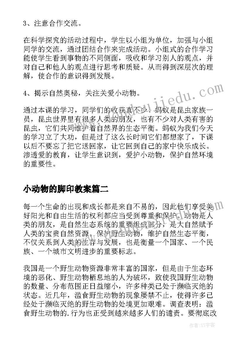 最新小动物的脚印教案(模板9篇)