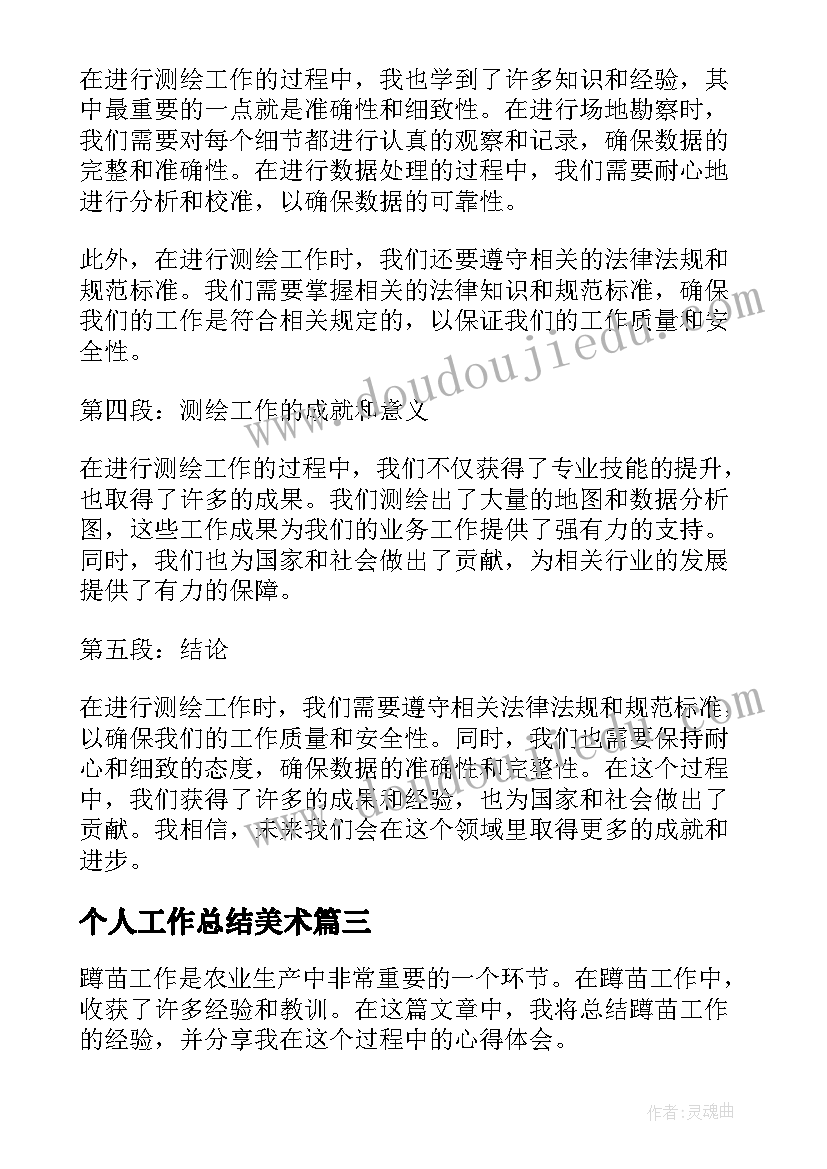 个人工作总结美术(模板5篇)