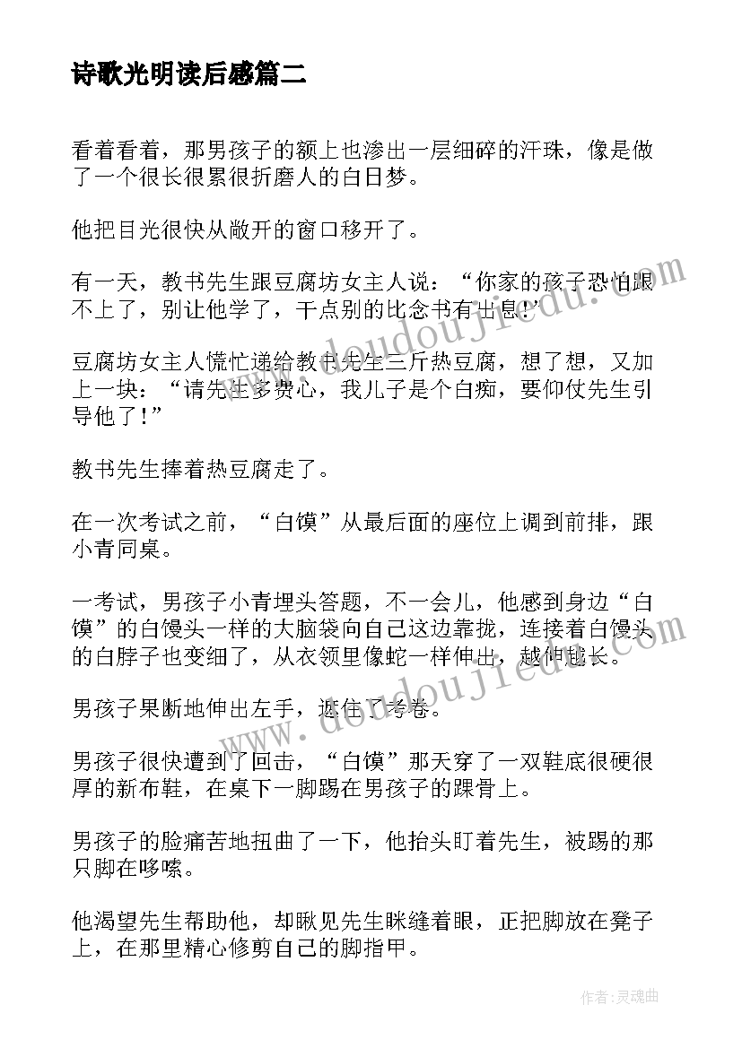 2023年诗歌光明读后感(汇总9篇)