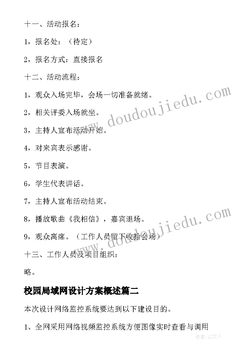 2023年校园局域网设计方案概述(实用5篇)