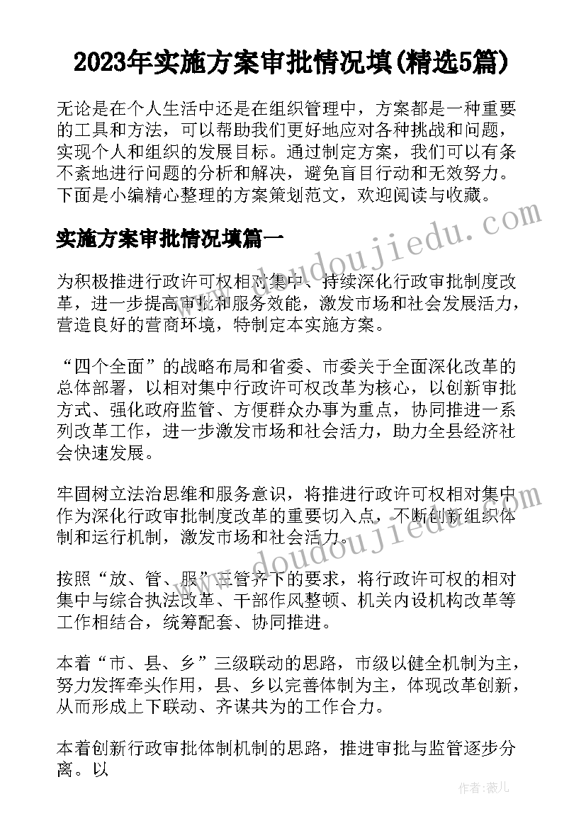 2023年实施方案审批情况填(精选5篇)