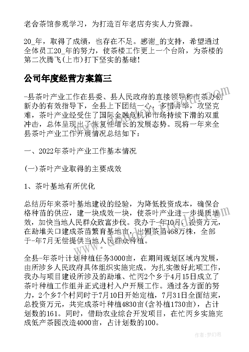 2023年公司年度经营方案(优秀5篇)