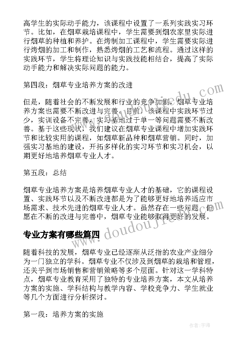 最新专业方案有哪些 专业人才培养方案(模板9篇)